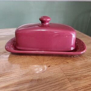 LONGABERGER Woven Traditions Butter Dish Paprika Red